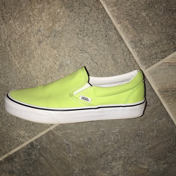 neon green slip on vans